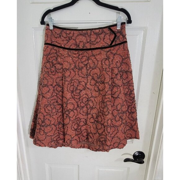 Tibi Womens Red Floral Embroidered Wool A Line Skirt Knee Length Lined Size 4 - Picture 5 of 12